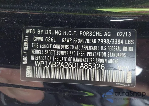 2013 Porsche Cayenne S z USA, uszkodzony, nr VIN WP1AB2A26DLA85326